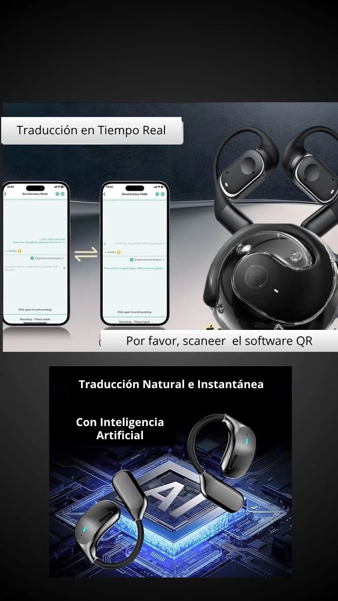Audismart/ Traduce idiomas al instante desde tu oído/Compra 1 y el 2° a mitad de precio + envío GRATIS